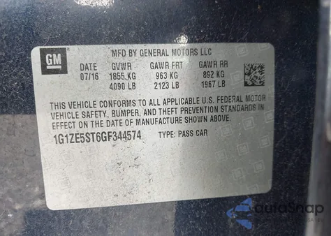 2016 Chevrolet Malibu 1Lt z USA, uszkodzony, nr VIN 1G1ZE5ST6GF344574